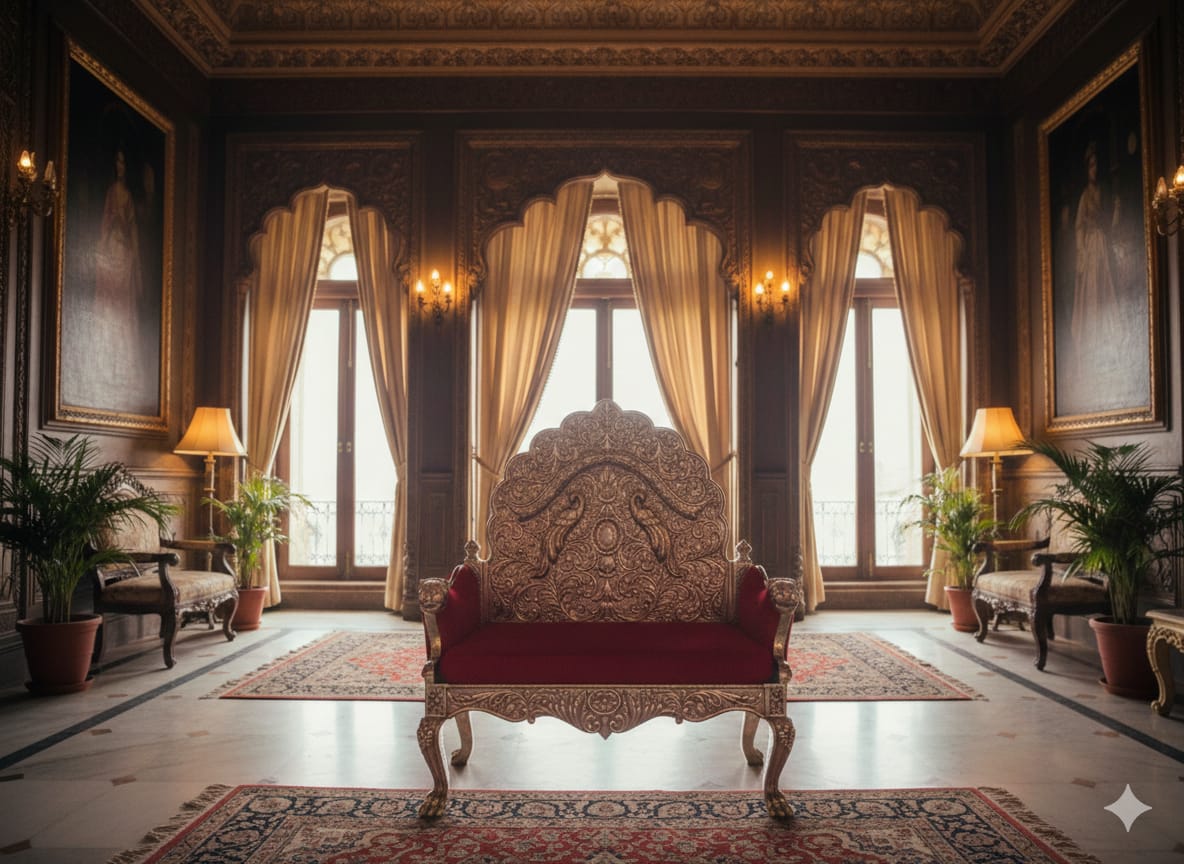 Maroon Velvet Royal Wedding Sofa