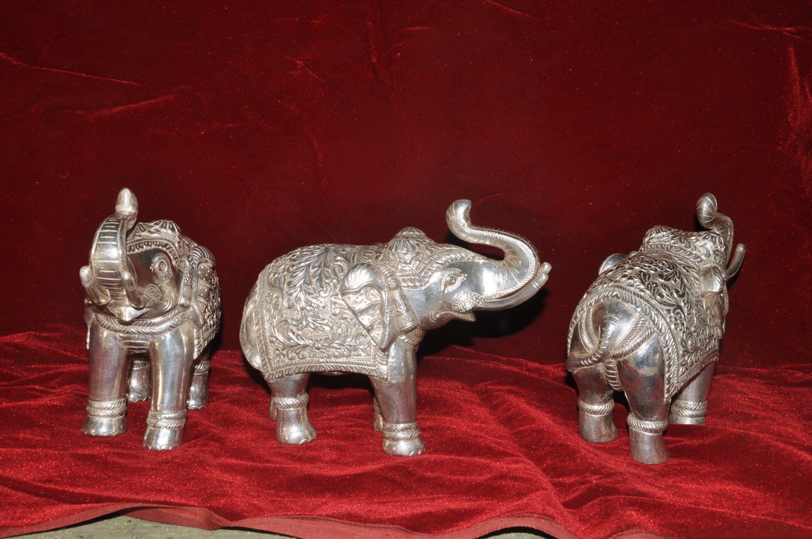 Silver Plated Elephant Trio Set