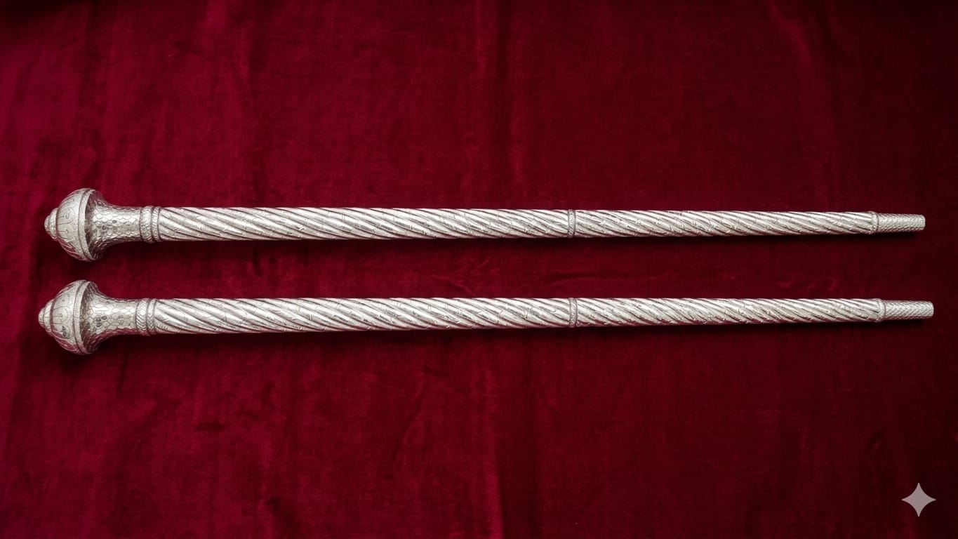 Silver Plated Ceremonial Danda Pair