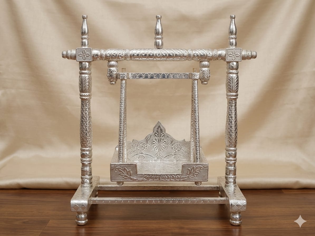 Silver Plated Pillar Jhula Swing