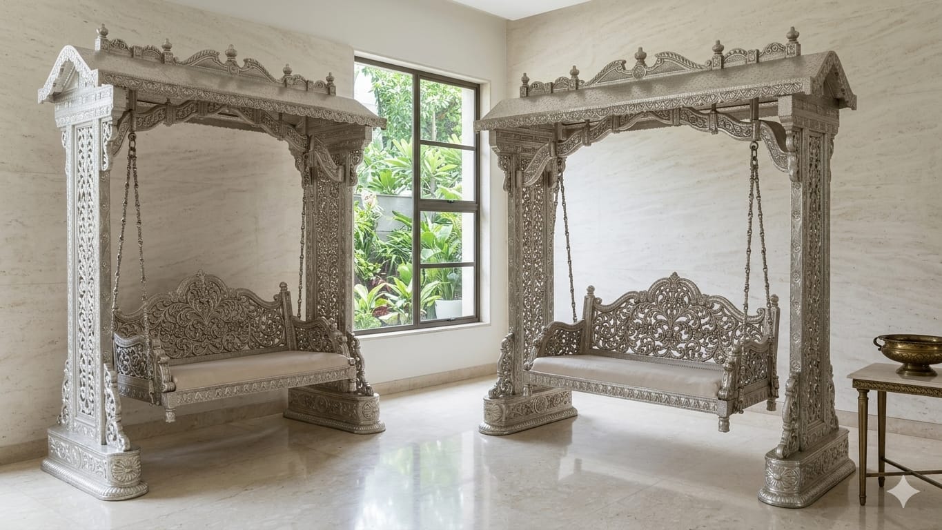 Silver Plated Palace Jhula (Pair)
