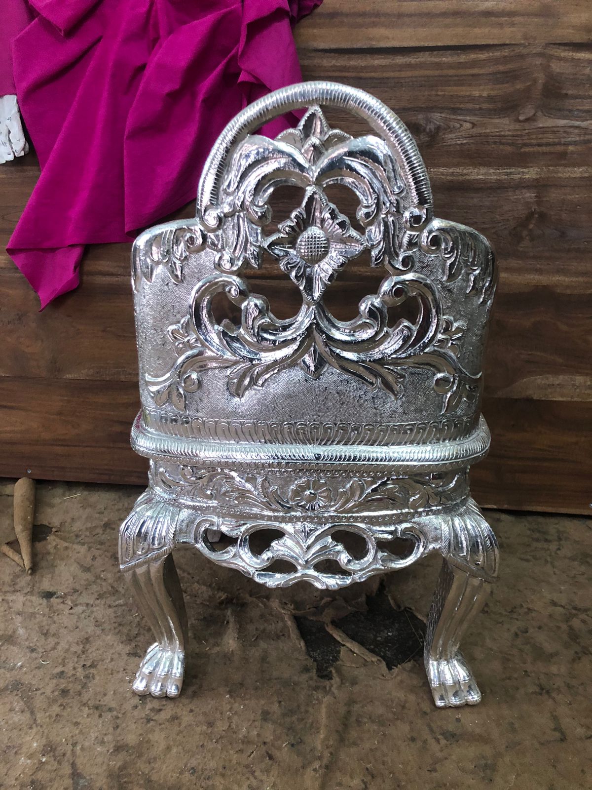 Silver Plated Ornate Aasan Chair