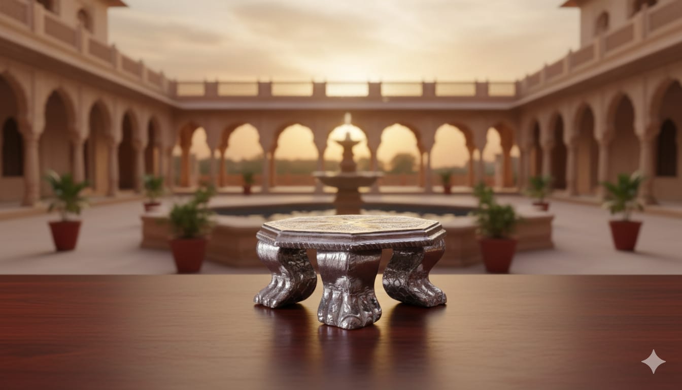 Silver Plated Elephant Leg Chowki