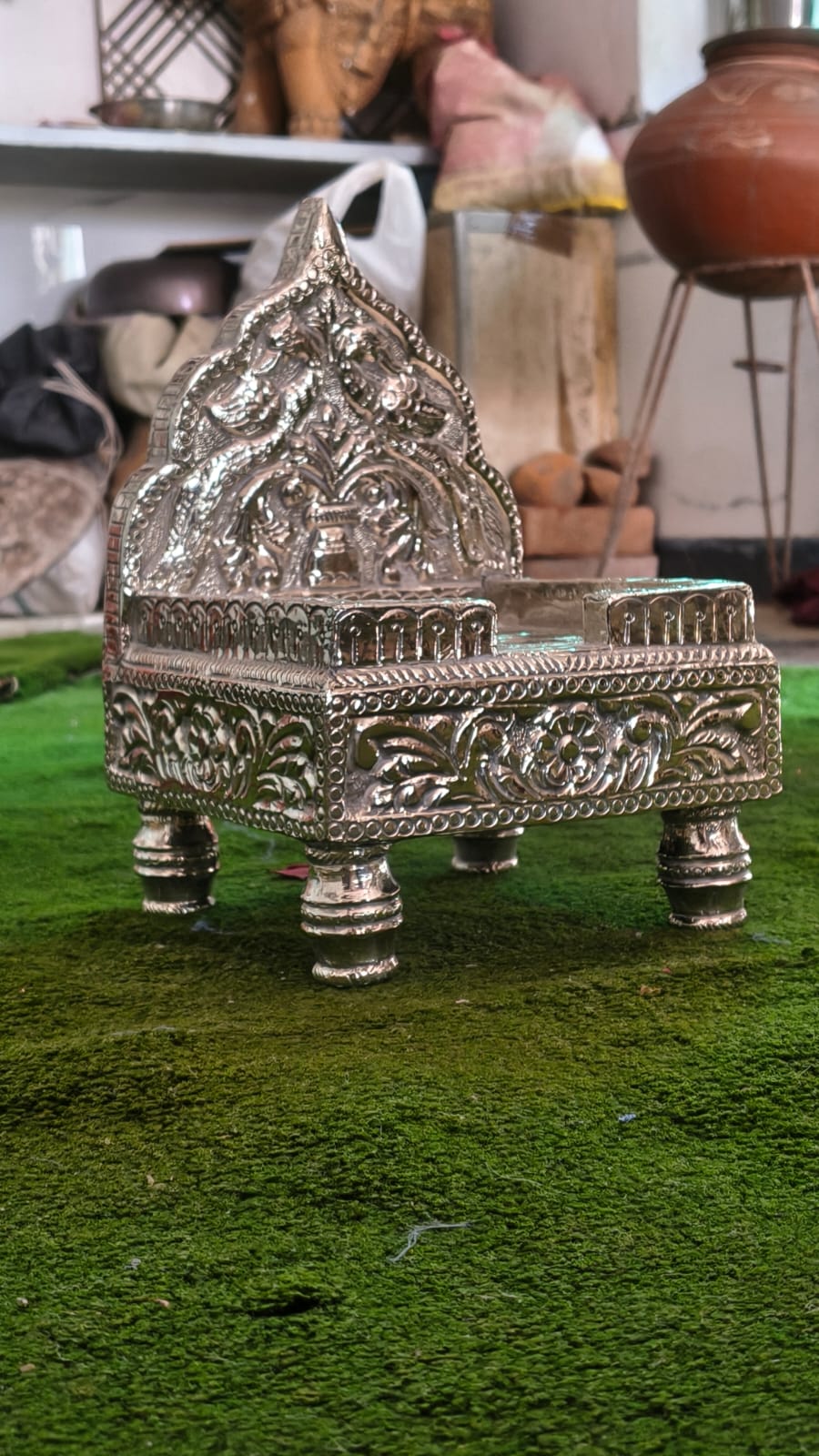 Silver Plated Singhasan Throne Chowki